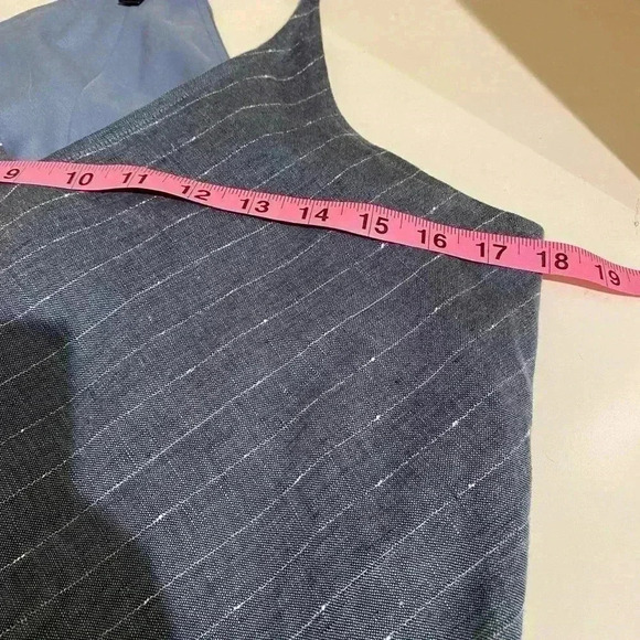 ATM Womens Linen Halter Adjustable Fringe‎ Stripe Midi Dress blue gray small - Picture 8 of 11